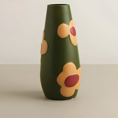 Painted Floral Ceramic Vase for Home Decor and Flowers