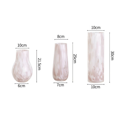 Pink Marble Effect Glass Vase - American Style Hydroponic Decor