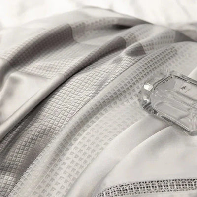 Platinum Triangle Duvet Cover Set – 1000 TC Egyptian Cotton in Sleek Silver Grey