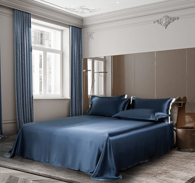 Premium Navy Blue Silk Bedding Set – Ultra-Luxurious