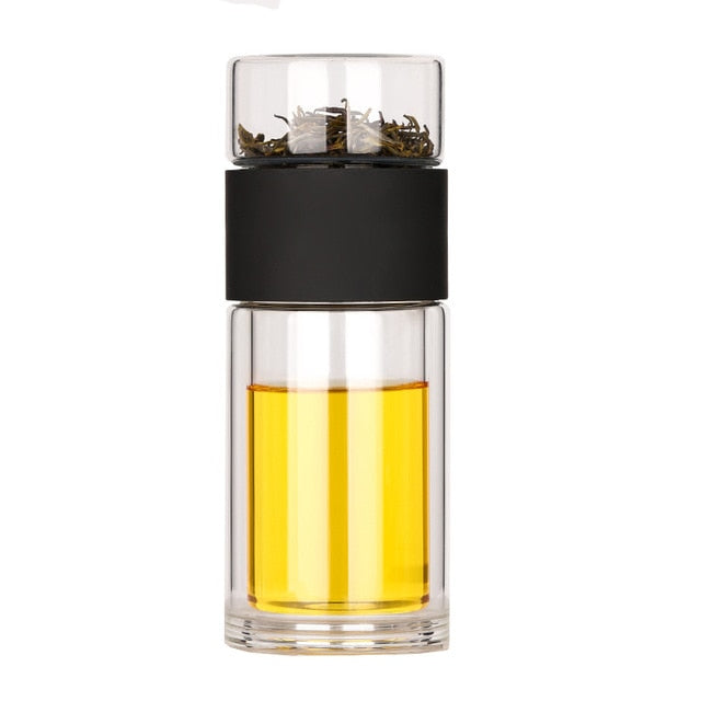 Glass Travel Tea Infuser Bottle – 230ml Double-Walled