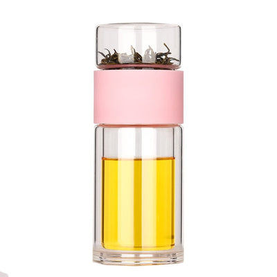 Glass Travel Tea Infuser Bottle – 230ml Double-Walled