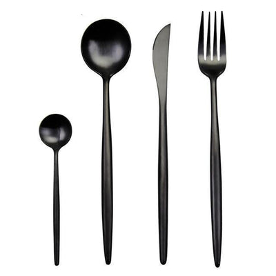 Elegant Black Stainless Steel Cutlery Set