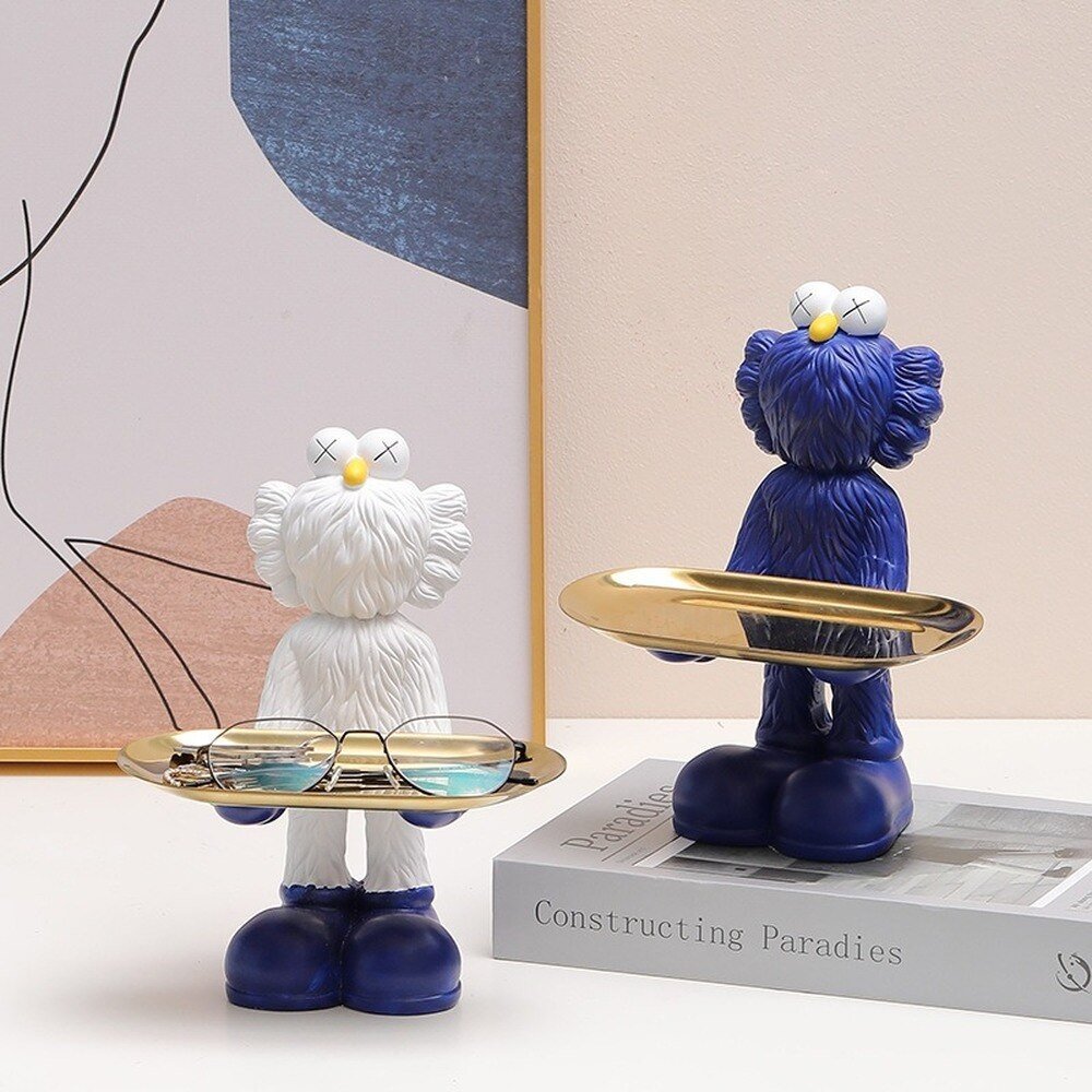 Quirky Figurine Statue With Storage Tray in Resin Bear Design