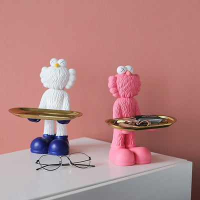 Quirky Figurine Statue With Storage Tray in Resin Bear Design