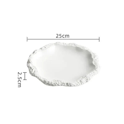 Rock Pattern Edged Ceramic Serving Plate for Stylish Dining