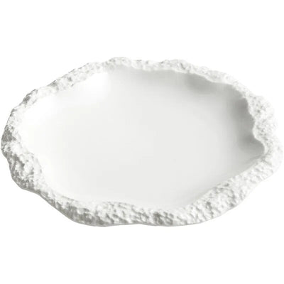 Rock Pattern Edged Ceramic Serving Plate for Stylish Dining