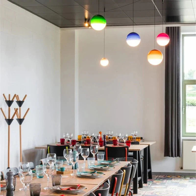 Seven Colour Gradient Glass Pendant Light