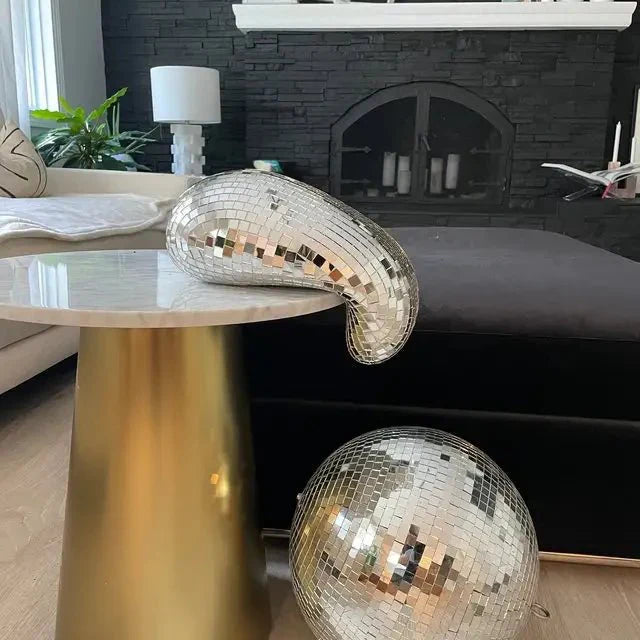Melting Disco Ball Decoration - Metal Abstract Sculpture