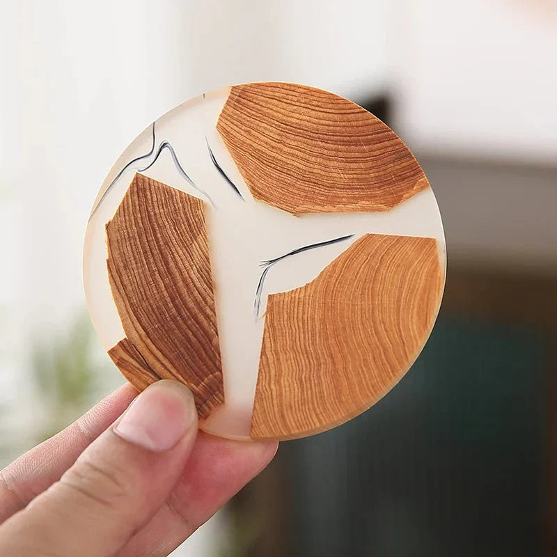 Six Piece Solid Wood Japanese Inspired Coasters Set