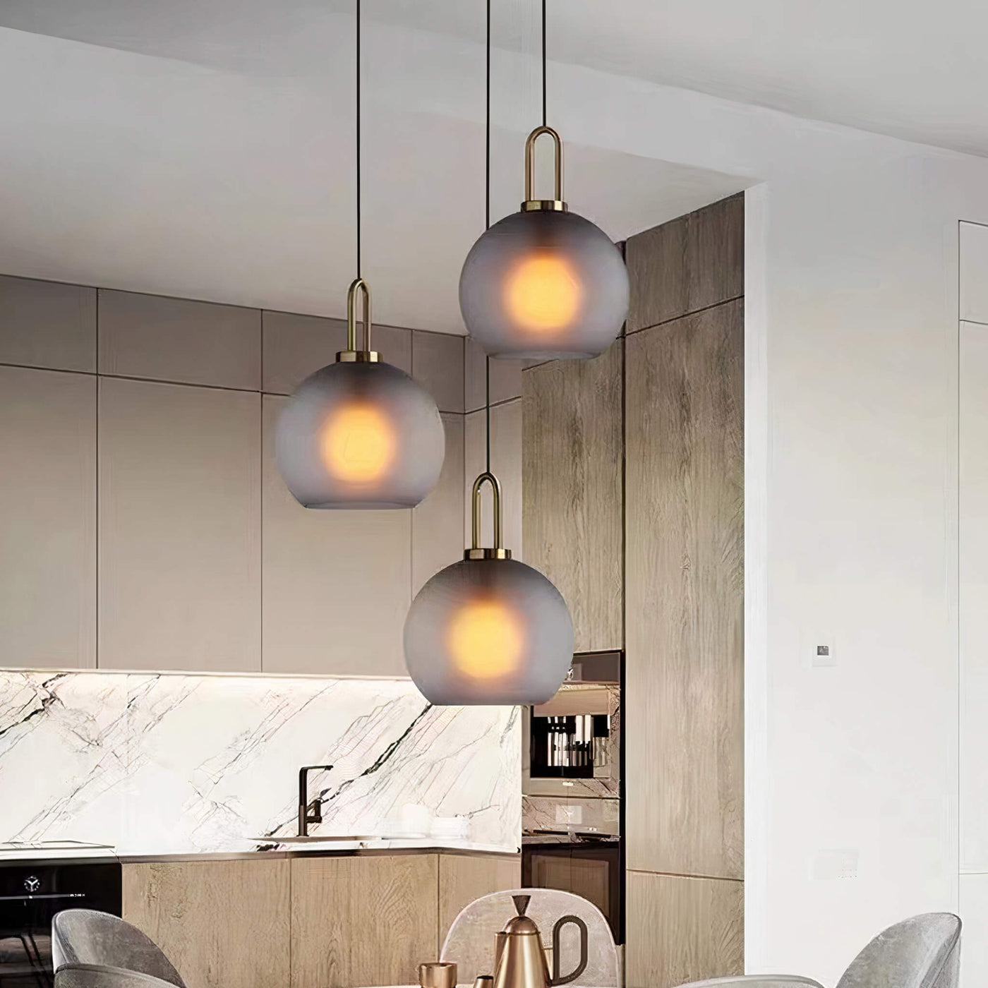 Smoked Glass Pendant Light – Industrial Ceiling Lamp for Kitchen, Dining & Living Room