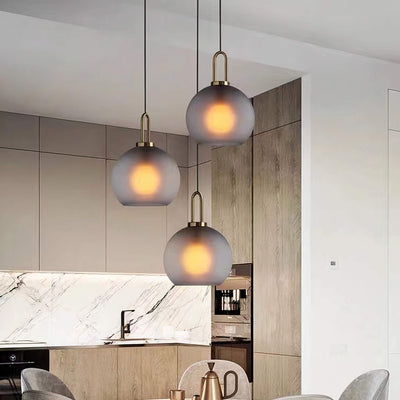 Smoked Glass Pendant Light – Industrial Ceiling Lamp for Kitchen, Dining & Living Room