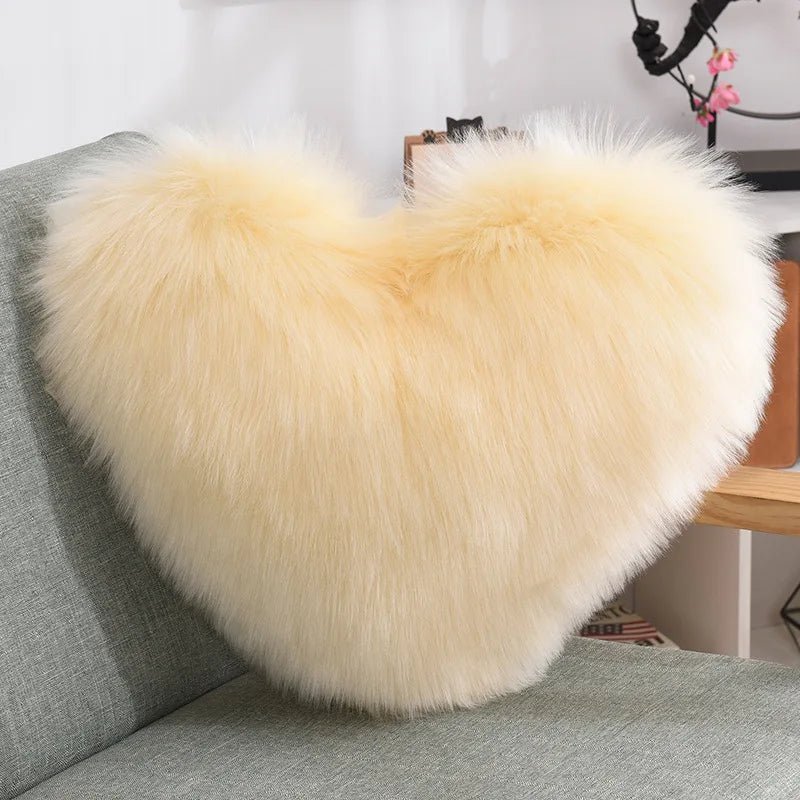 Soft Heart Shape Fluffy Sofa Cushion in Soft Polyester