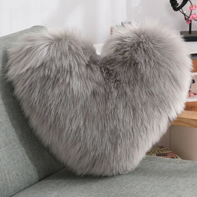 Soft Heart Shape Fluffy Sofa Cushion in Soft Polyester