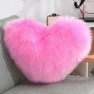 Soft Heart Shape Fluffy Sofa Cushion in Soft Polyester