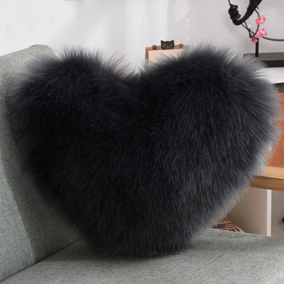 Soft Heart Shape Fluffy Sofa Cushion in Soft Polyester