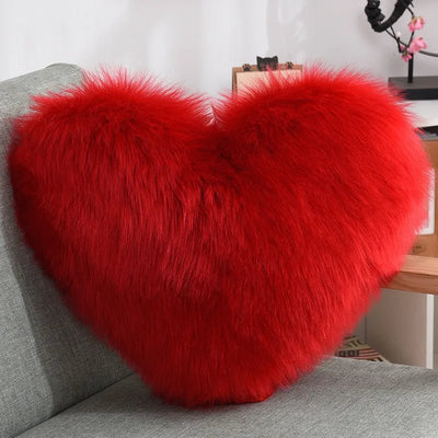 Soft Heart Shape Fluffy Sofa Cushion in Soft Polyester