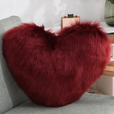 Soft Heart Shape Fluffy Sofa Cushion in Soft Polyester