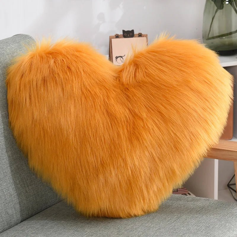 Soft Heart Shape Fluffy Sofa Cushion in Soft Polyester