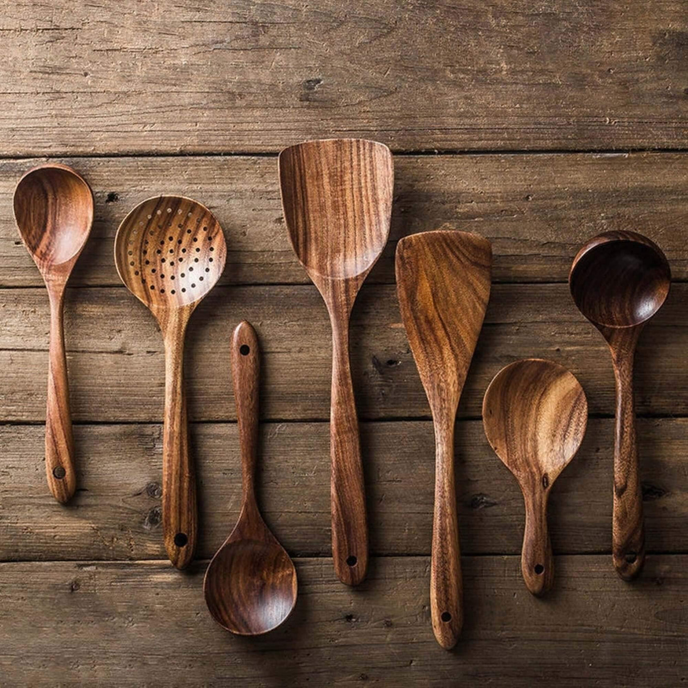 NordTeak Wooden Cookware Set Handcrafted Teak Utensils