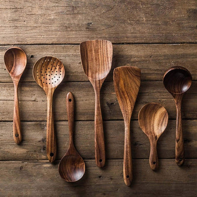 NordTeak Wooden Cookware Set Handcrafted Teak Utensils
