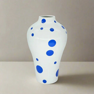 Vibrant Blue Geometric Ceramic Vase Modern Home Decor