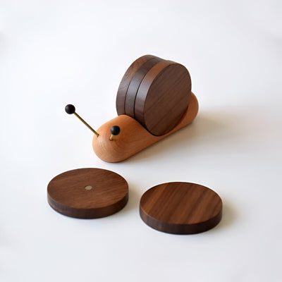 Walnut Wood Snail Tea & Coffee Cup Coaster - Cute Decor