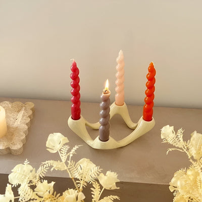 Wavy Design Ceramic Candlestick Decoration Holder Sculpture
