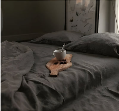 3PCS 100% Washed Linen Sheet Set - Natural Flax Bed Sheets with 2 Pillowcases